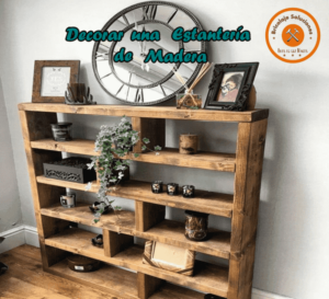 decorar-una-estantería-de-madera-con-artículos-personales-y-madera-rústica